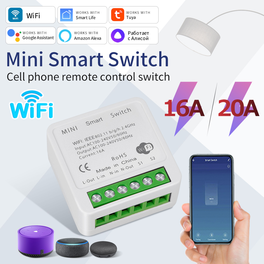 16A 20A Tuya saklar pintar WiF - Tuya 4 Channel ulasan dan harga