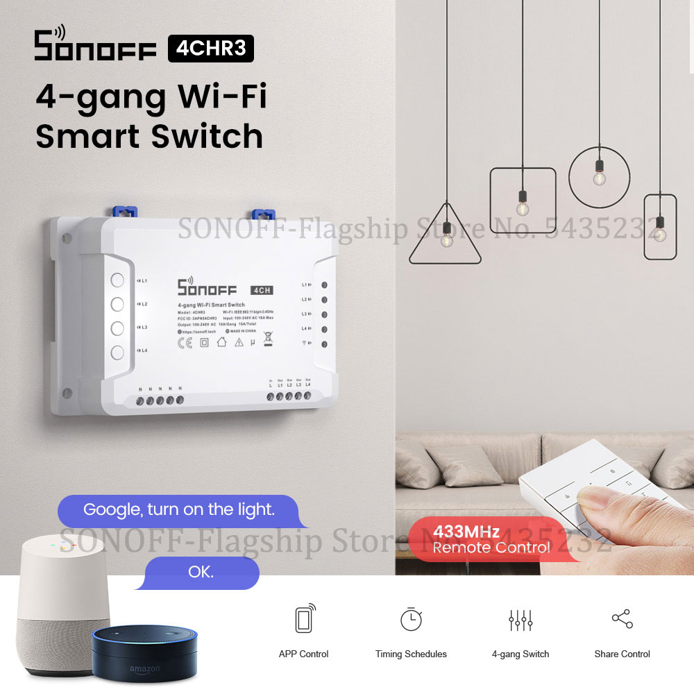 Itead SONOFF 4CH R3 Wifi Remot - Sonoff ulasan dan harga