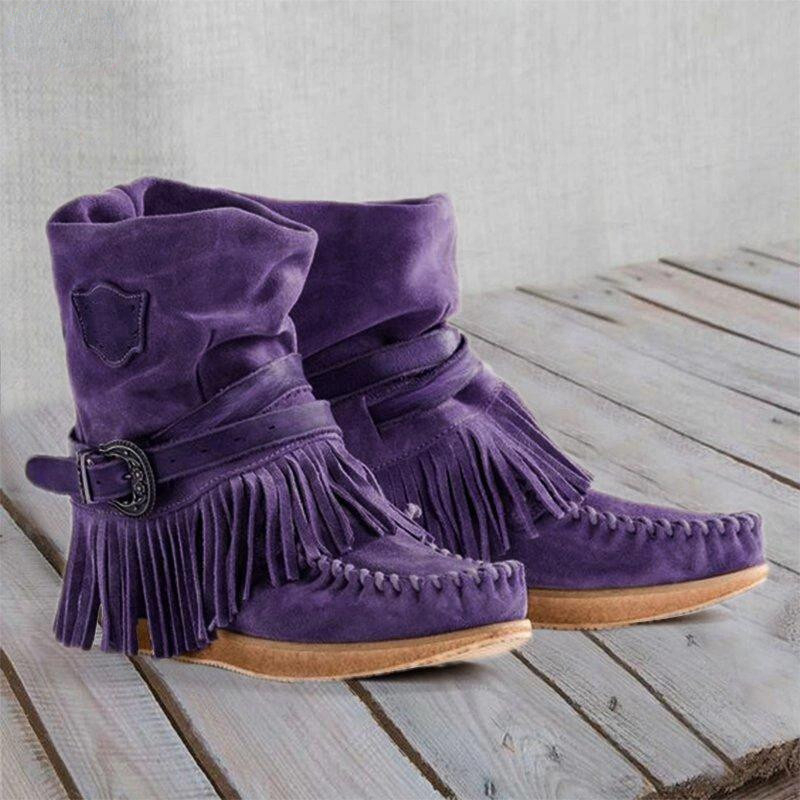 Sepatu Bot Wanita Rumbai Retro - Tasmota ulasan dan harga